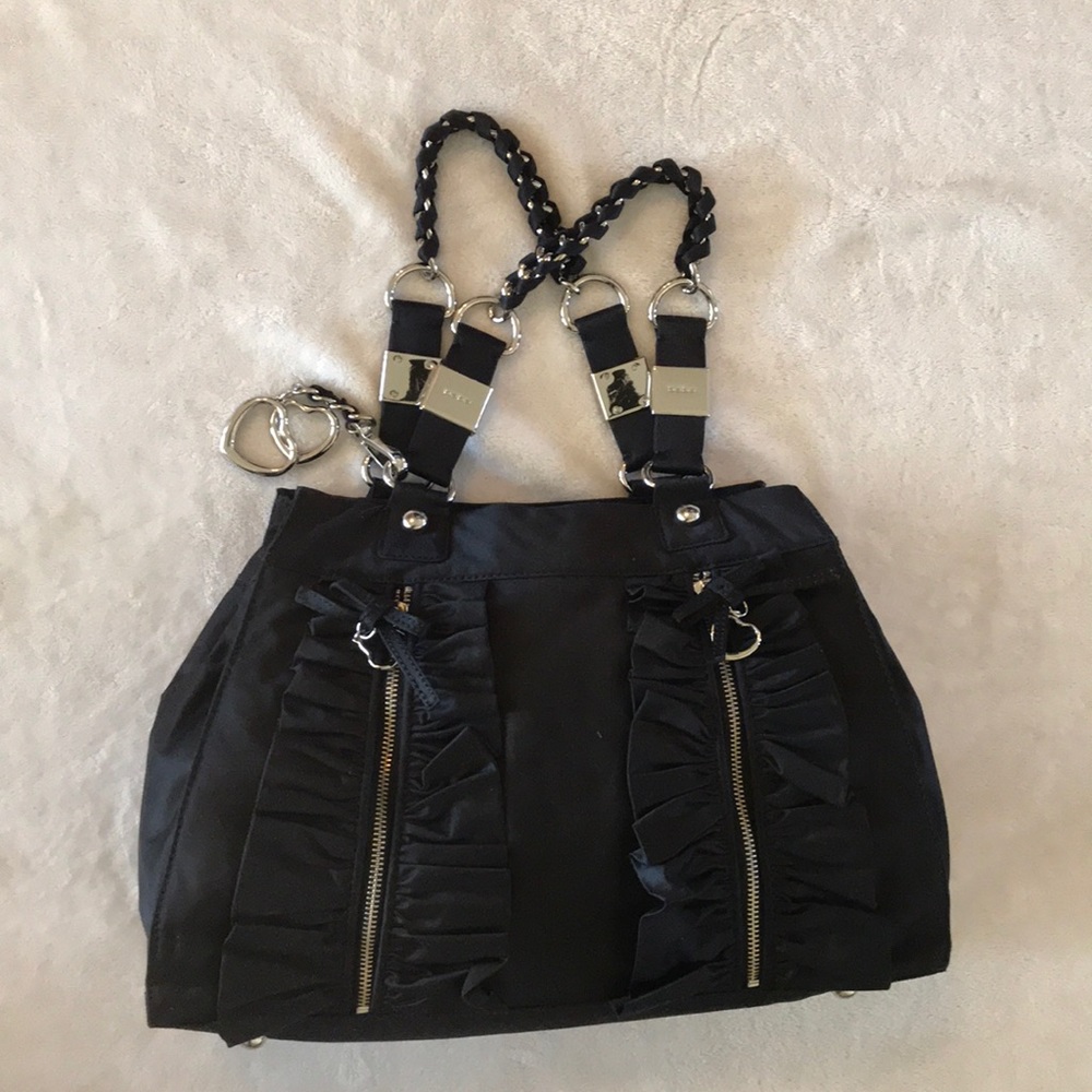 Stylish Black Women's Handbag with Chain-Strap Details